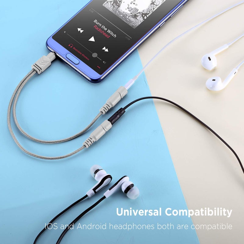 DUKABEL Headphone Splitter, AUX Splitter Cable for Headset Knitted 3.5mm Splitter 2-Way Audio Splitter Stereo Audio Y Cable Produces Equal Audio Output for Headphones Earphones Speakers Joy Series - Image 2